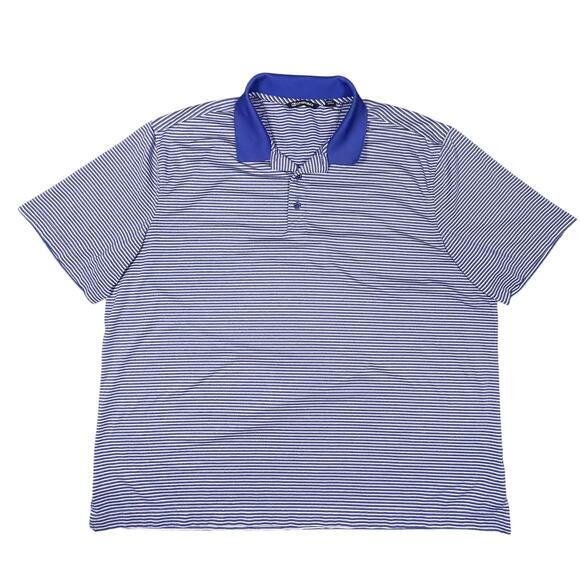 Cutter & Buck Polo Men's XXL Blue Striped Stretchy Performance Golf Shirt - Picture 1 of 7